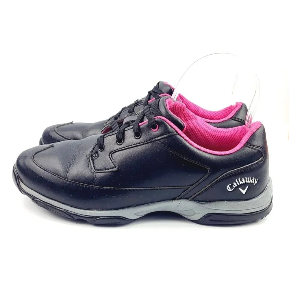 Callaway wingtip Black Leather Softspike‎ women's Golf Shoes - Size 8